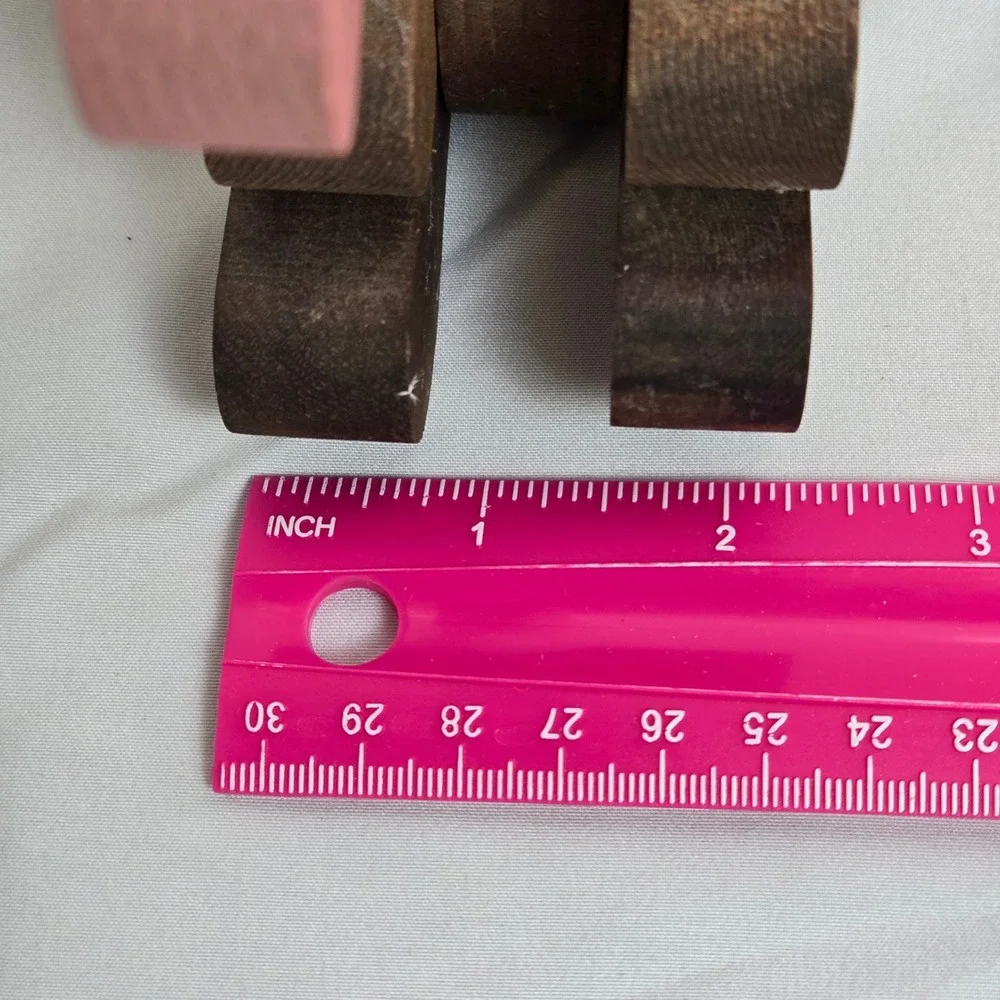 Wooden‎ Jointed Bear Figure Bow Removeable Heart Piece Vintage Cottagecore